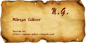 Mánya Gábor névjegykártya